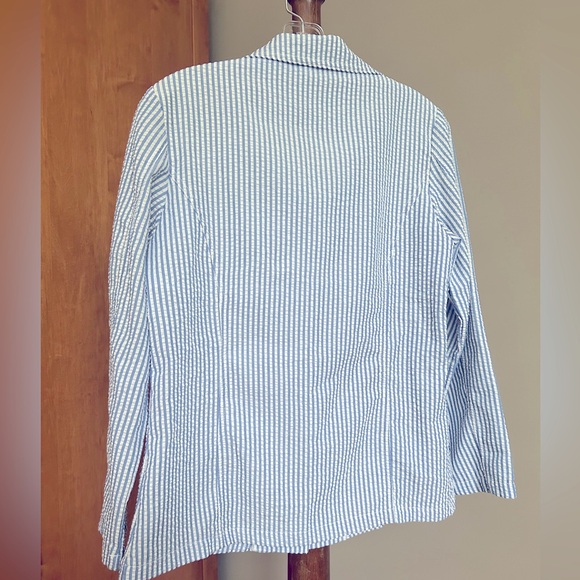Tudor Court Light Blue Seersucker Button down Jacket Size S - Picture 4 of 4